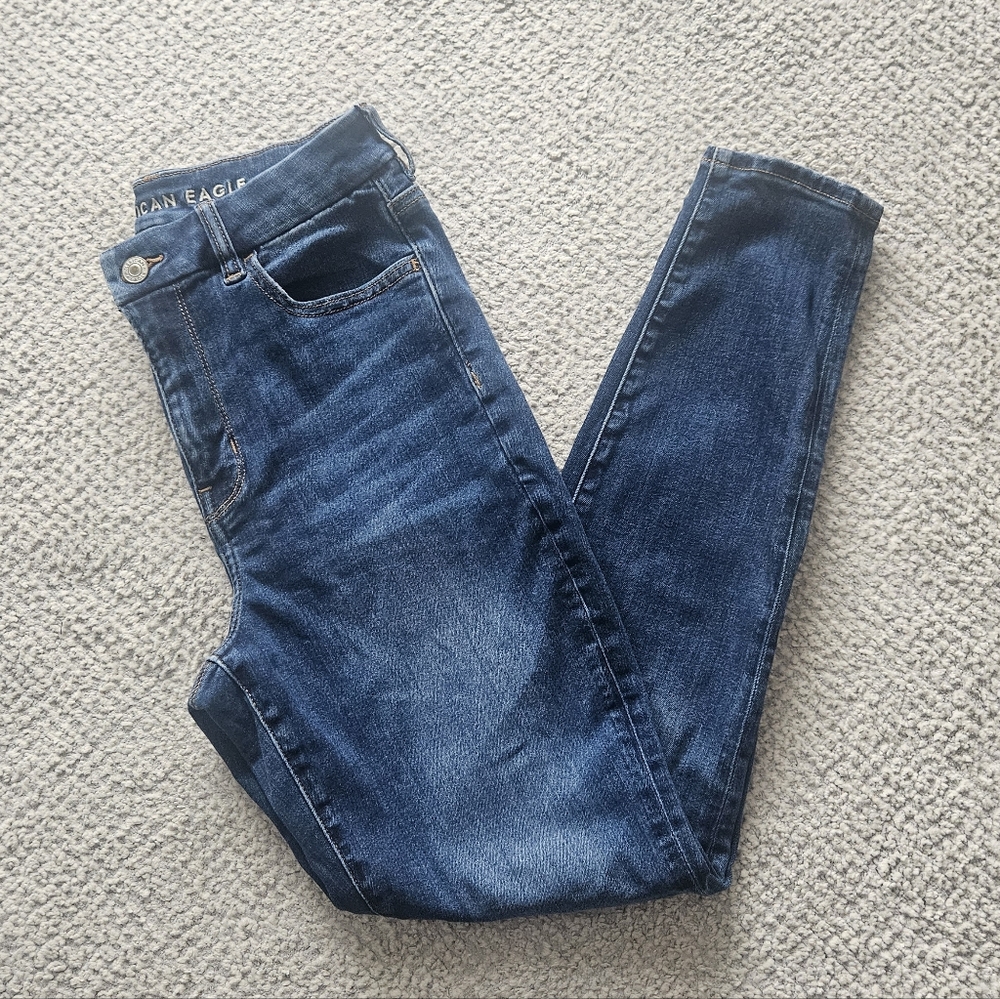 AMERICAN EAGLE Next Level Stretch Curvy Hi-Rise Jeggings Blue Size 6 AE